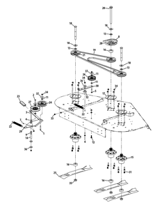 Mower Spindle Assembly 60-Inch Diagram and Parts List for S6031-KW LP-53AP8DU6750-852cc Cub Cadet Lawn Tractor
